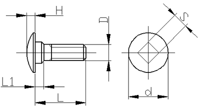 Винт DIN 603 полукруглая головка, квадратный подголовок